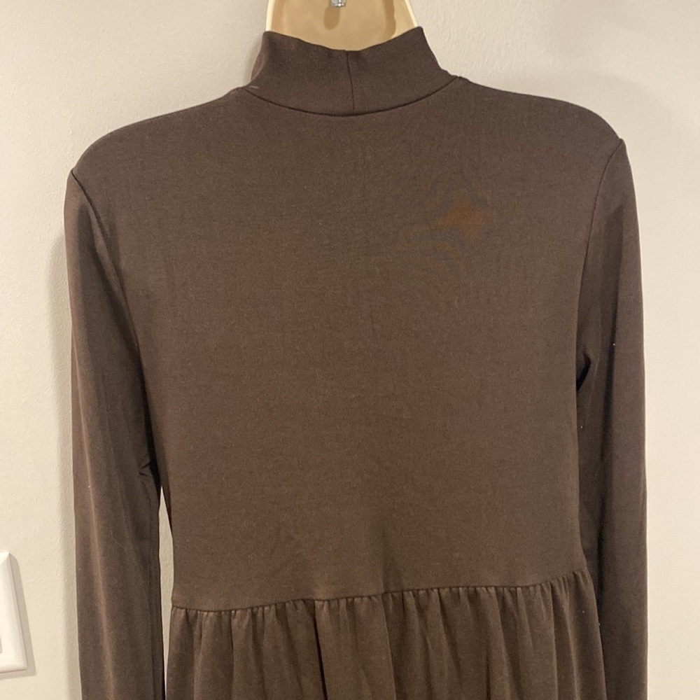 Gap - NWOT Brown Mock Neck Tiered Dress - Picture 3 of 6